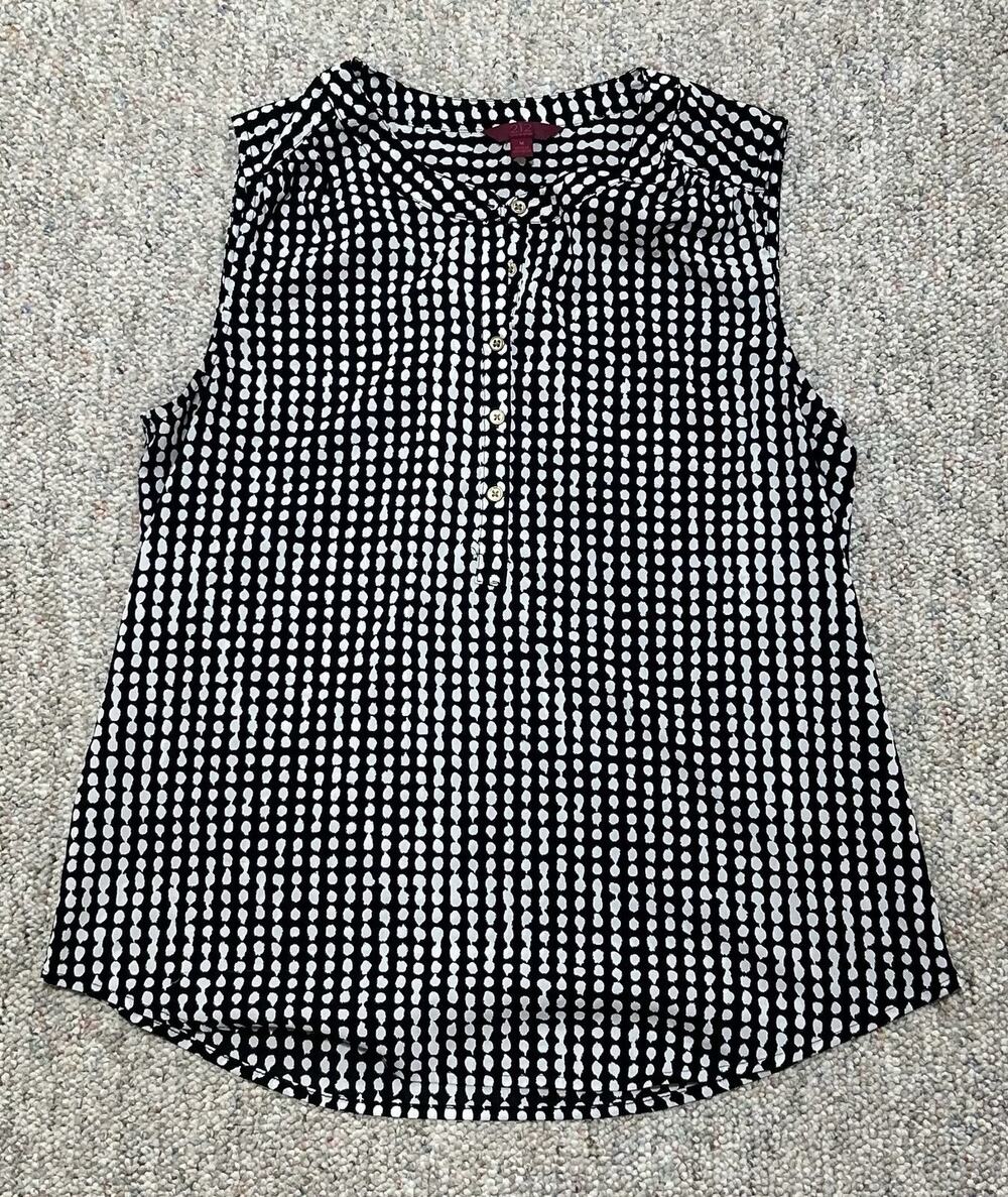 Women’s 212 Collection Blouse, Black And White Print, Size Medium, Sleeveless